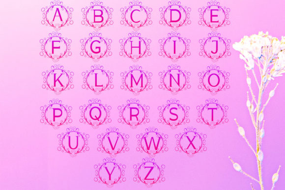 Monogram Sunflower Font PNG with transparent background - Preview 4
