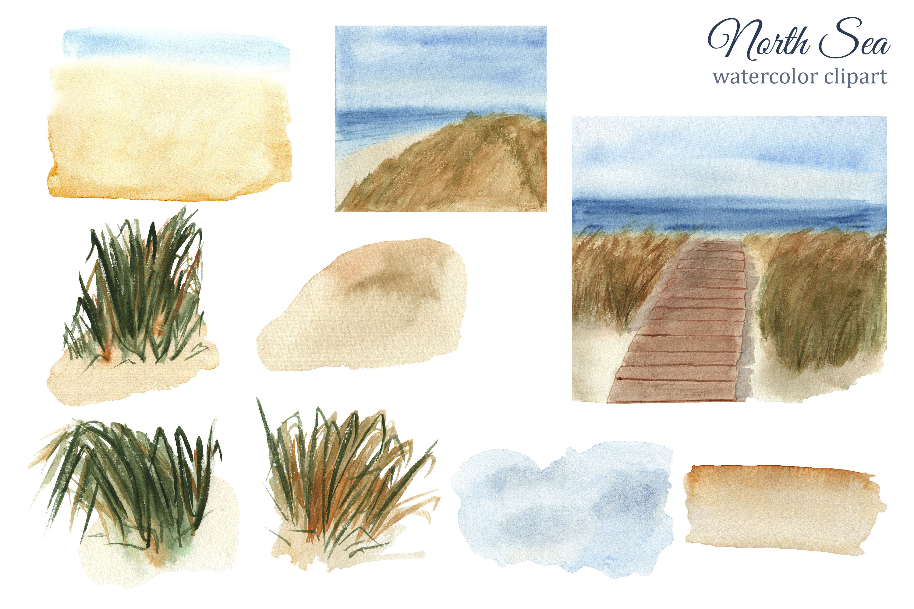 North Sea Nautical Watercolor Clipart - photo 3