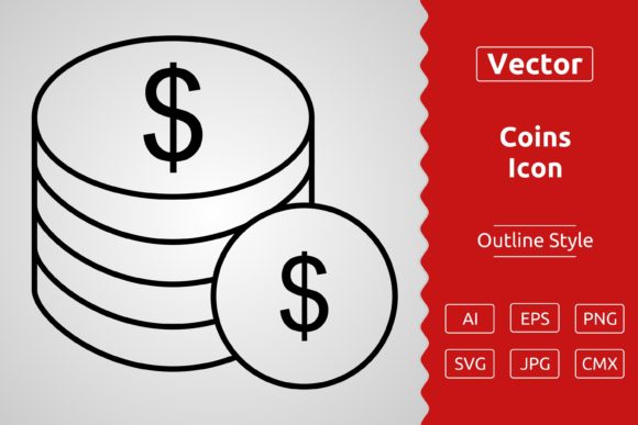 Vector Coins Outline Icon Design