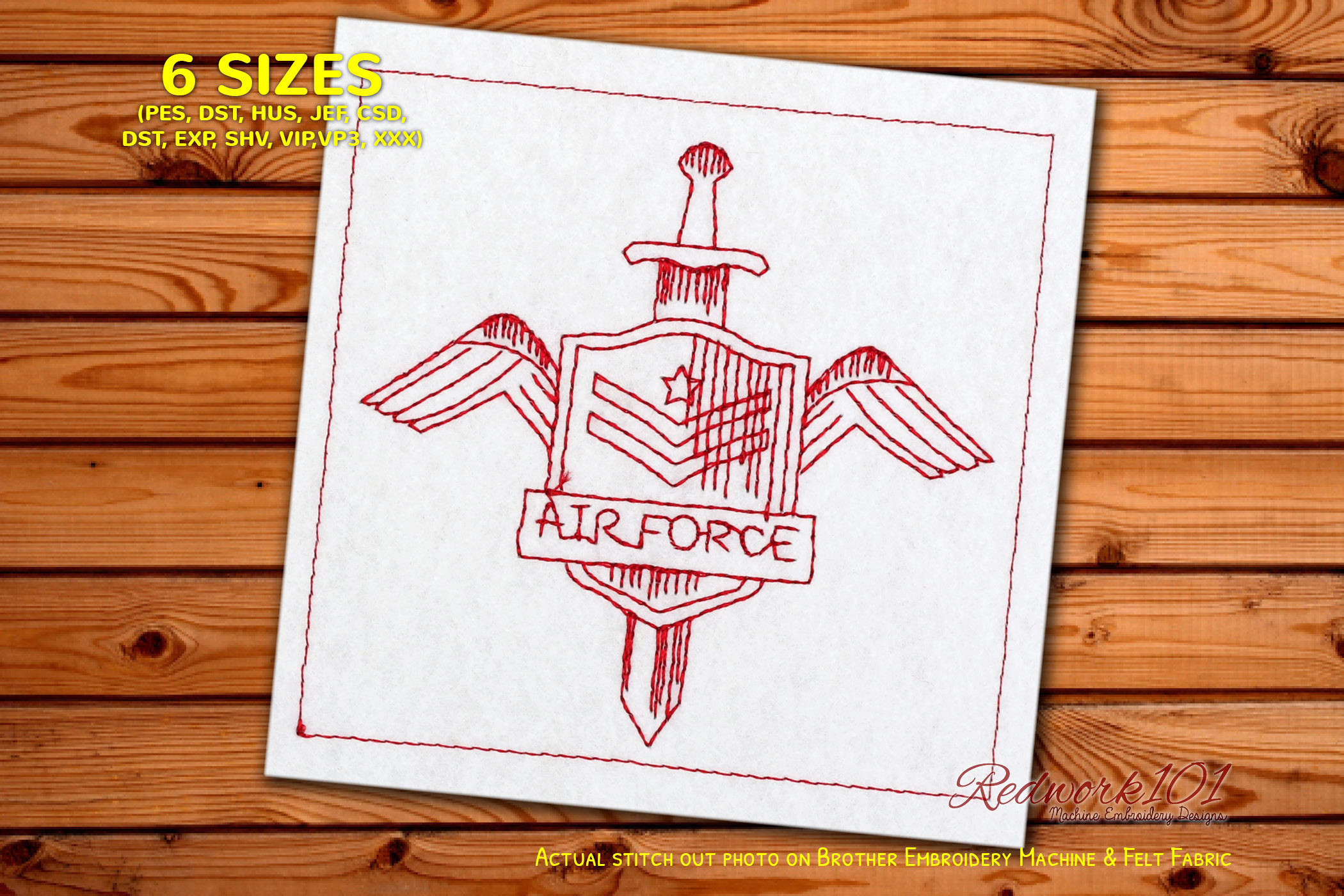 Air Force Military Insignia Redwork