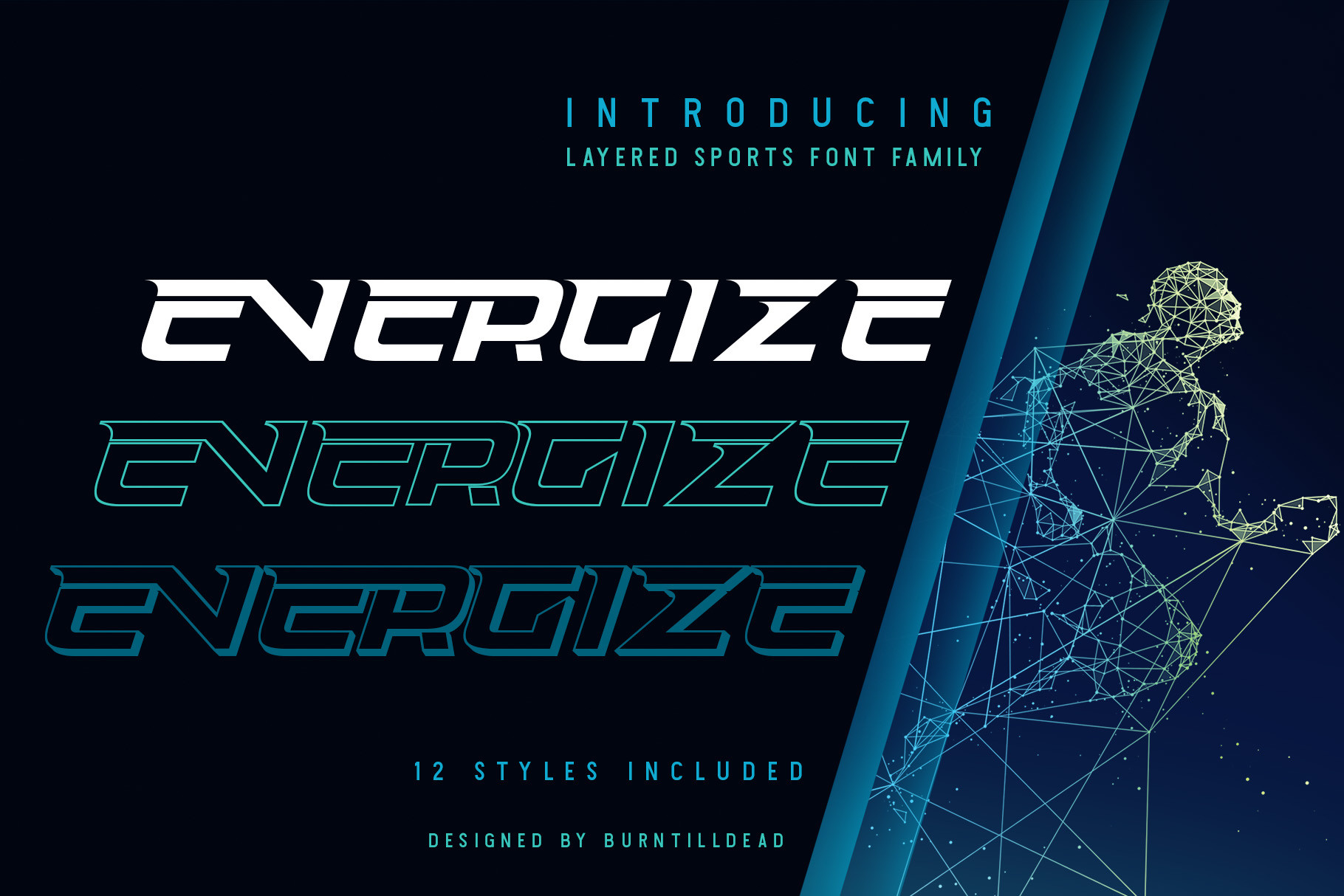 Energize preview, bold display font