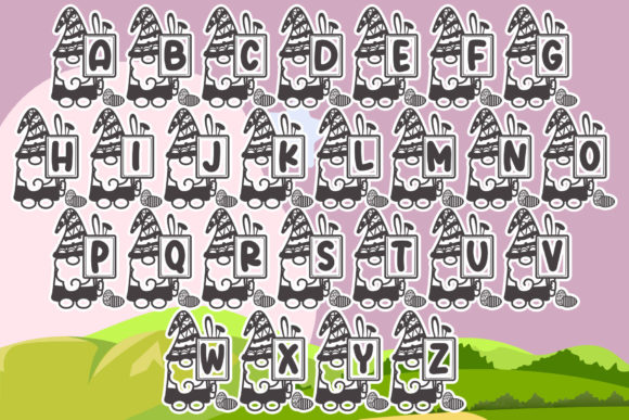 Monogram Bunny Gnome Font PNG with transparent background - Preview 5