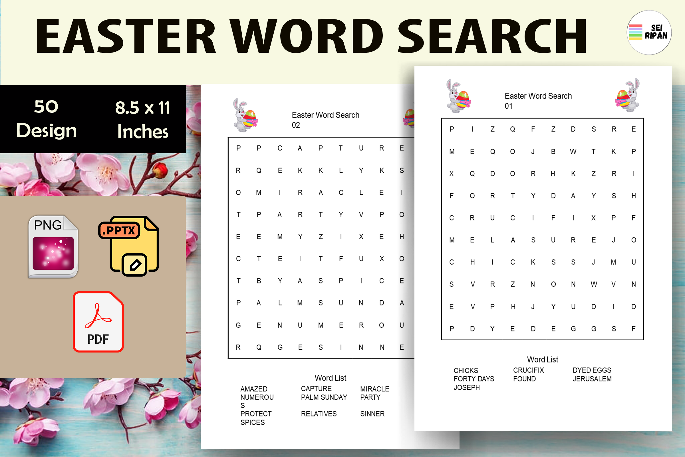 Easter Word Search - 01 Graphic by Sei Ripan · Creative Fabrica