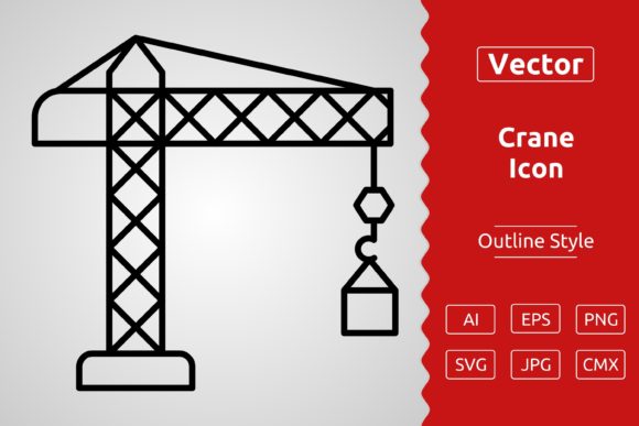 Vector Crane Outline Icon Design