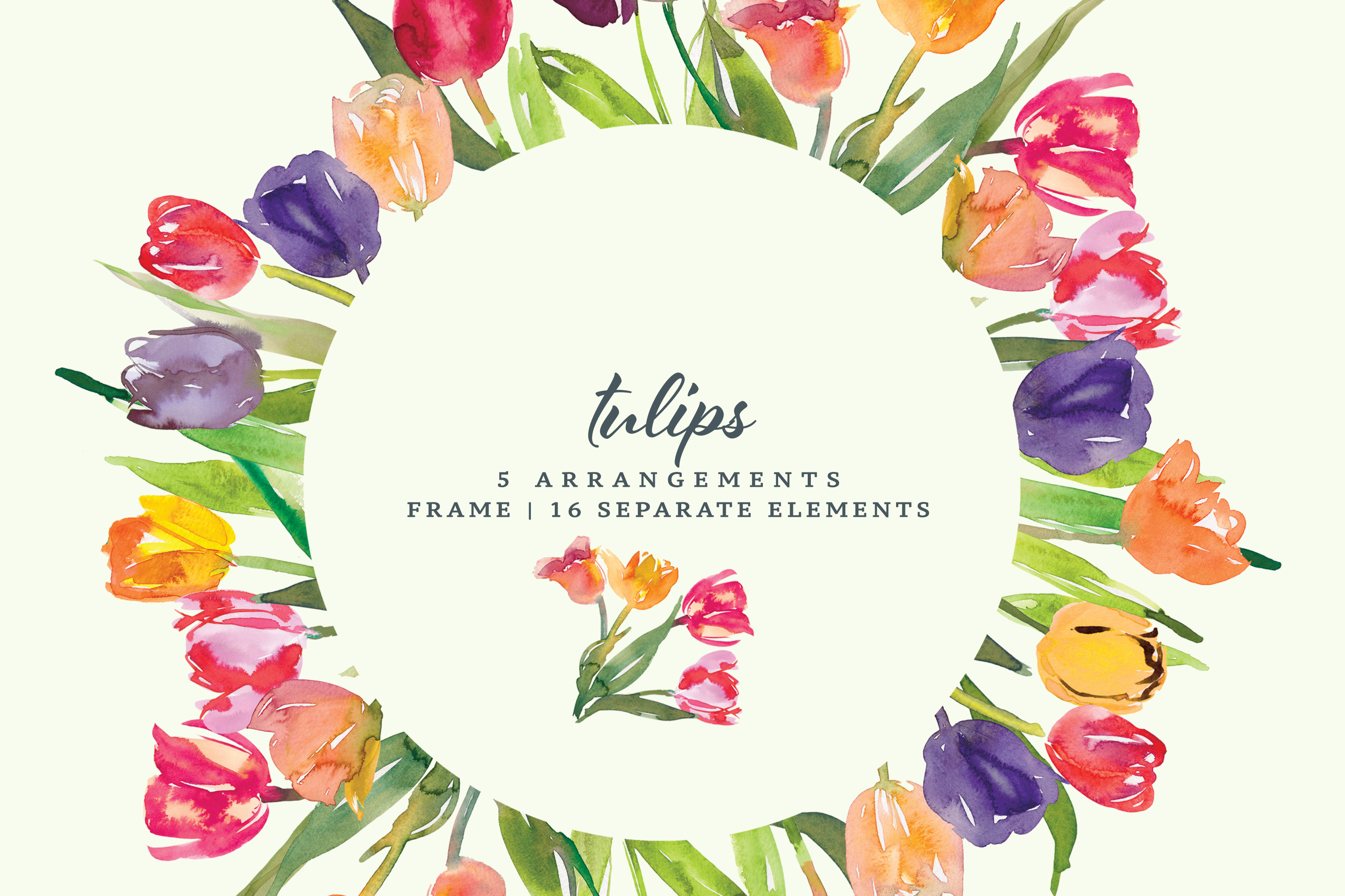 Watercolor Tulip Clipart Collection - photo 1