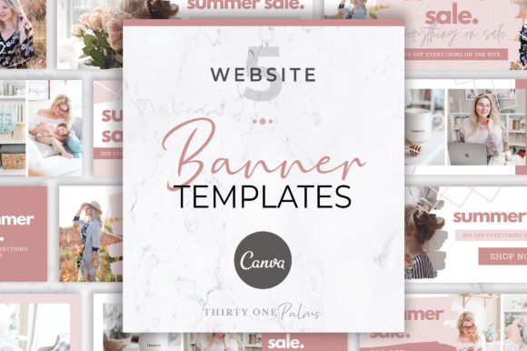 Website Banners for Canva | Blush Afbeelding Website Banners Door Thirty One Palms Studio