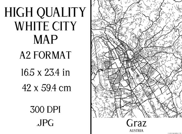 Graz Austria White City Map Illustration Illustrations Imprimables Par Mappingz