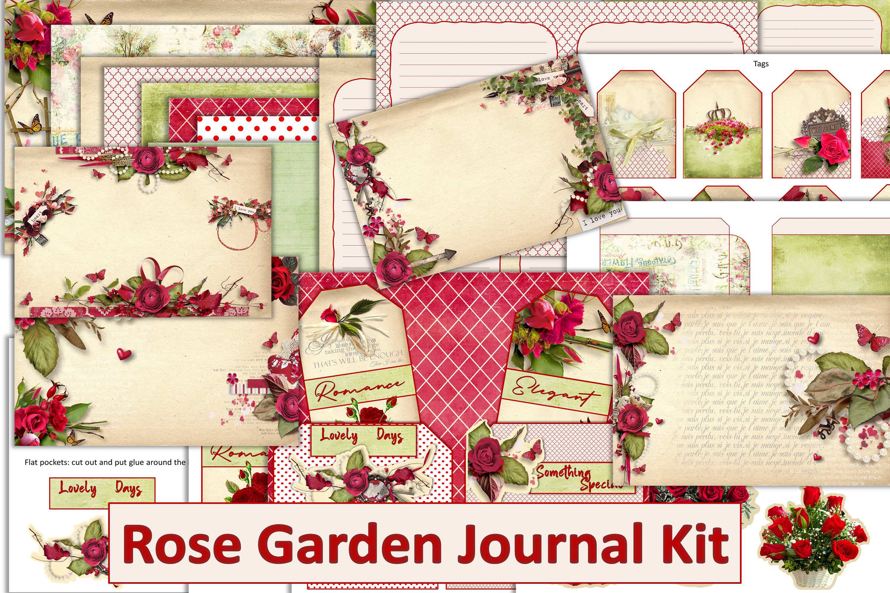Red Roses Junk Journal Kit Graphic by The Paper Princess · Creative Fabrica