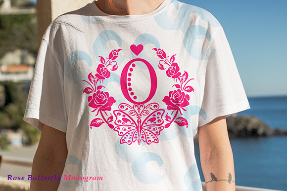 Rose Butterfly Monogram Font PNG with transparent background - Preview 4