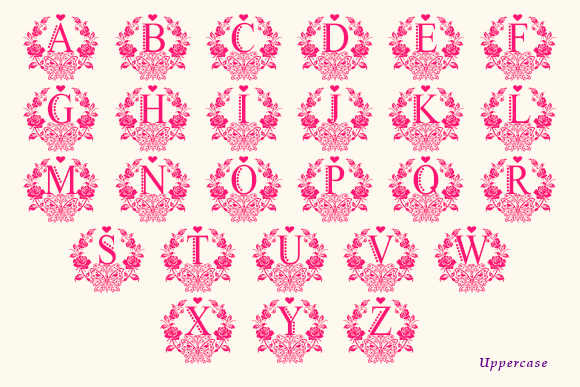Rose Butterfly Monogram Font PNG with transparent background - Preview 6