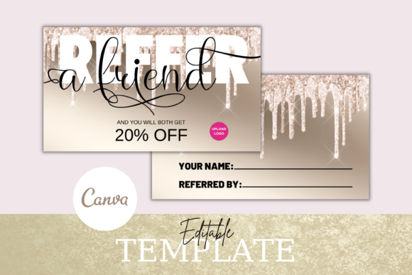 Rose Gold Referral Cards Template Graphics