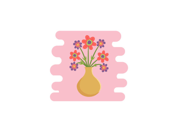 Spring Flowers Vase Background Icon