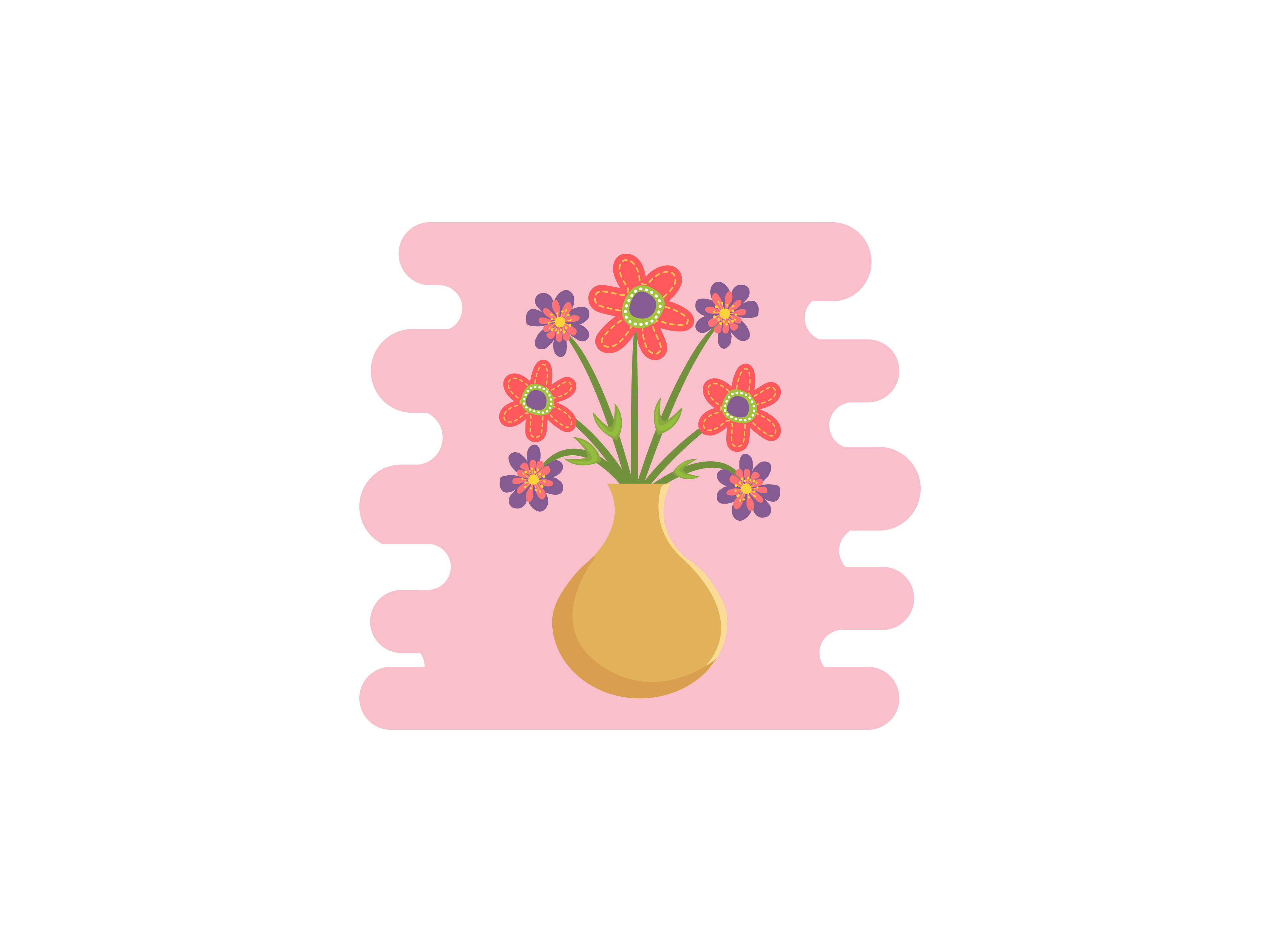 Spring Flowers Vase Background Icon