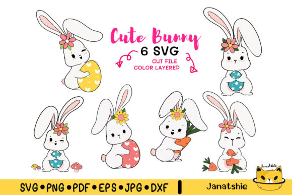 Cute Easter Bunny Clipart Set - Printable