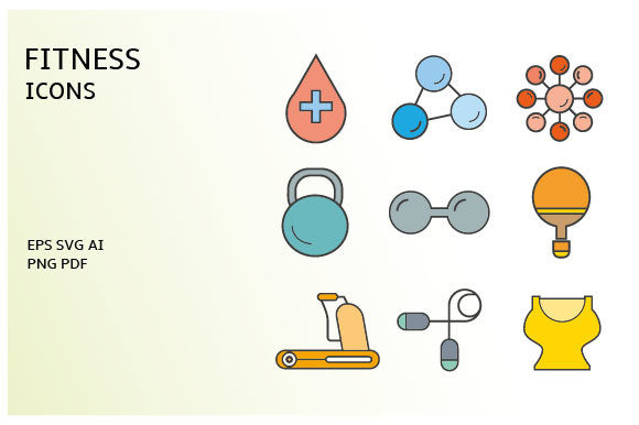 Fitness and Medical Icons Vector Set