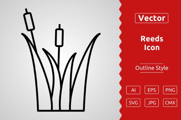 Vector Reeds Outline Icon Design