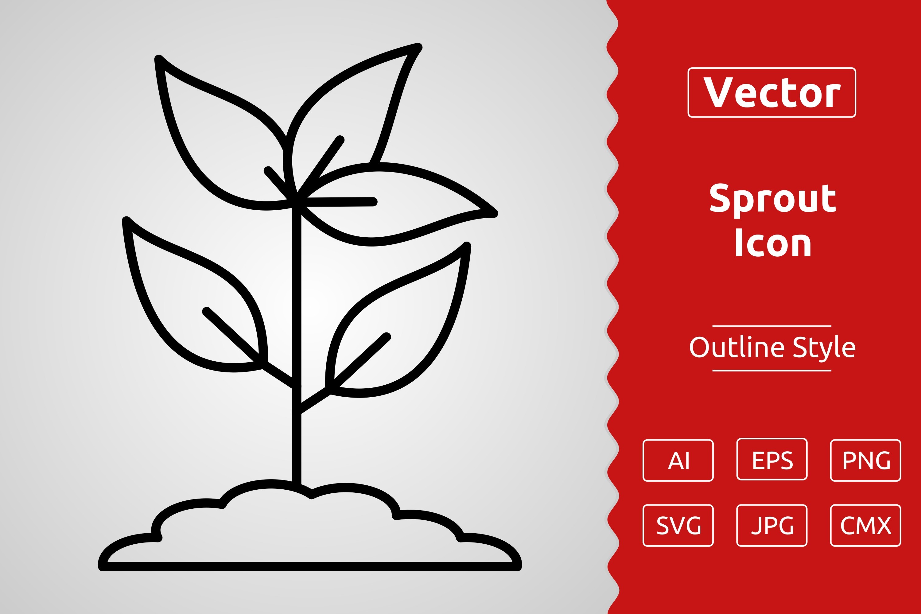 Vector Sprout Outline Icon Design