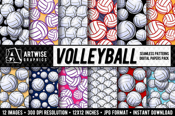 Volleyball Digital Paper Graphics