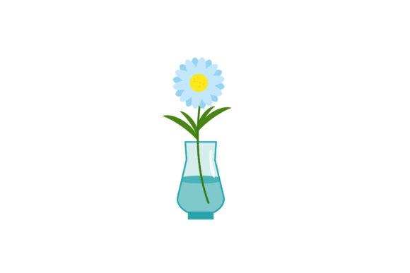 Spring Blue Flowers in Vase Flat Icons