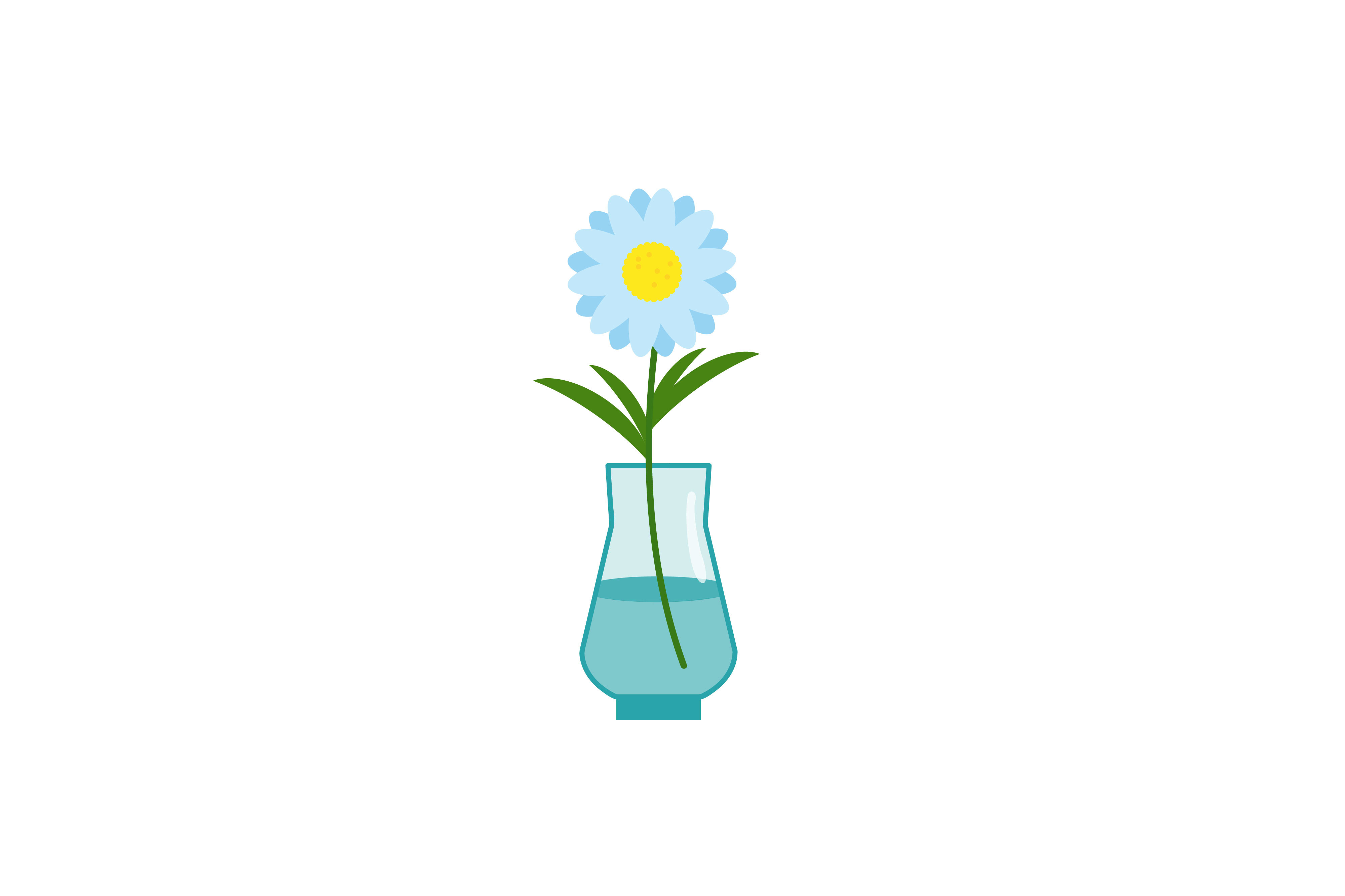 Spring Blue Flowers in Vase Flat Icons
