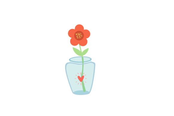 Spring Red Flowers in Vase Flat Icons