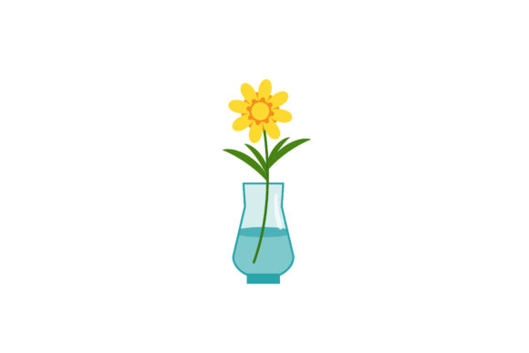 Spring Yellow Flowers in Vase Flat Icons