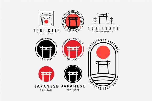 Set Bundle Japan Torii Gate Simple Logo
