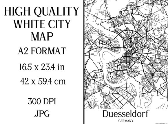 Duesseldorf Germany White City Map Graphic Illustrations By Mappingz