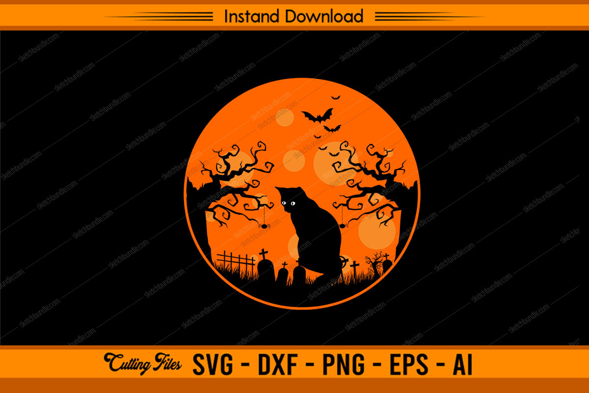 Halloween Cat Design Graphic by sketchbundle · Creative Fabrica