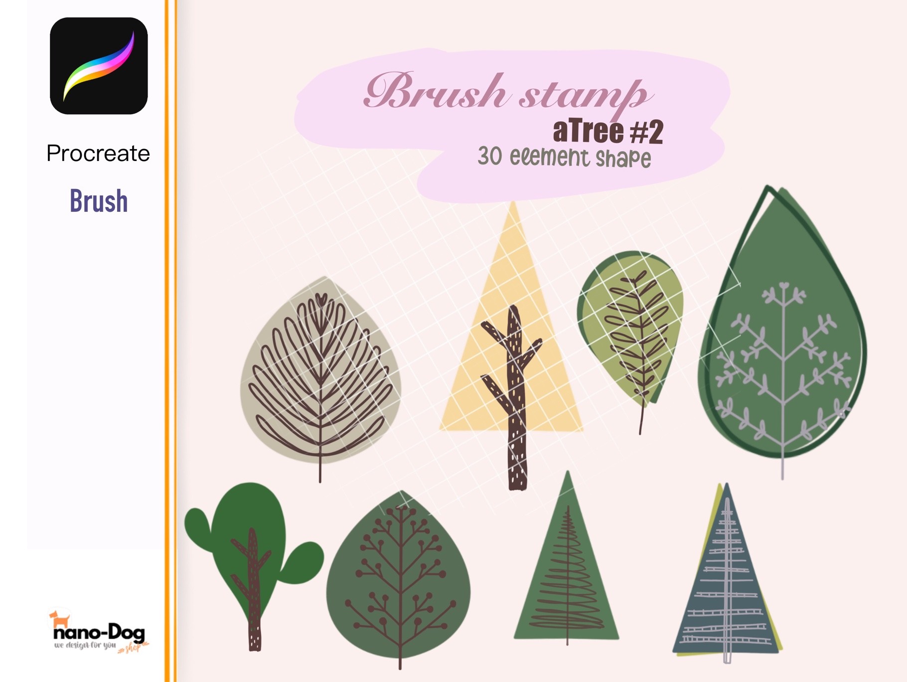 Procreate 30 Tree Element Brush Stamp Graphic by NanoDog-shop ...