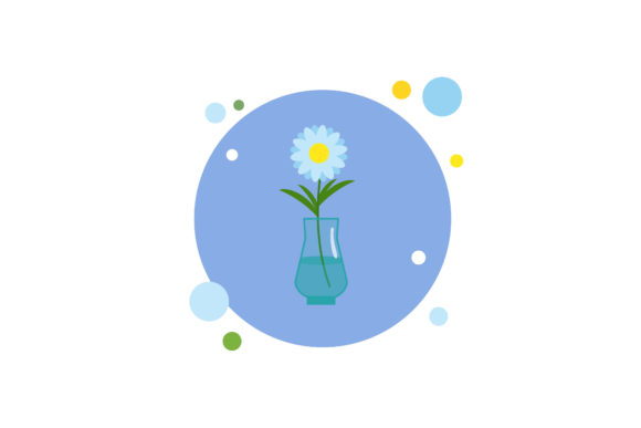 Spring Blue Flowers Circle Bubbles