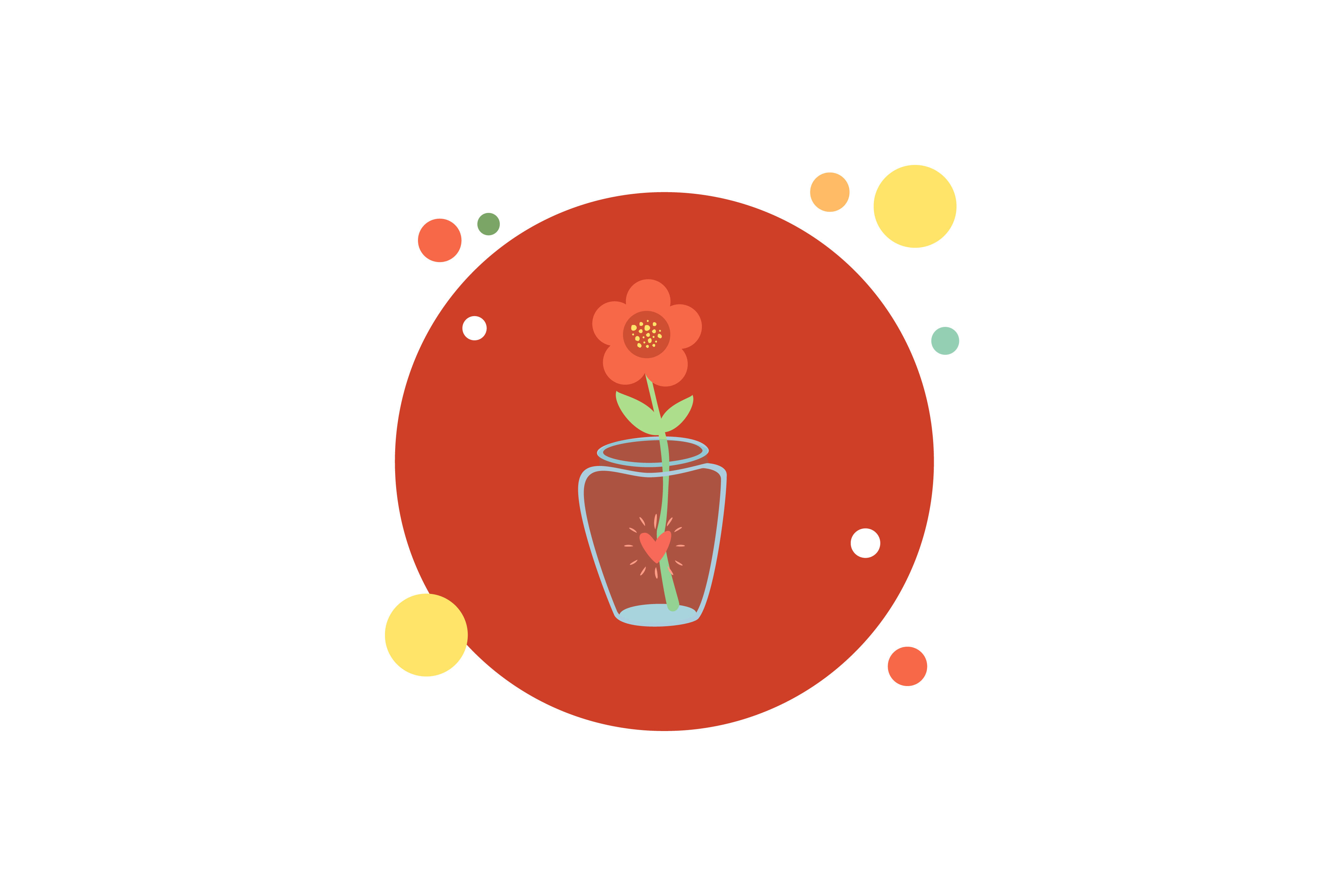 Spring Red Flowers Circle Bubbles
