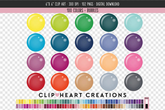 Bubbles Clip Art - 100 Colors