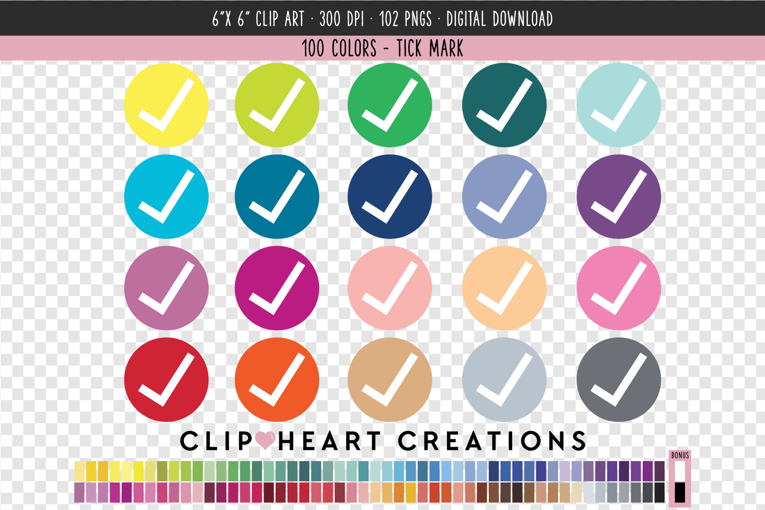 Check Mark Clip Art - 100 Colors