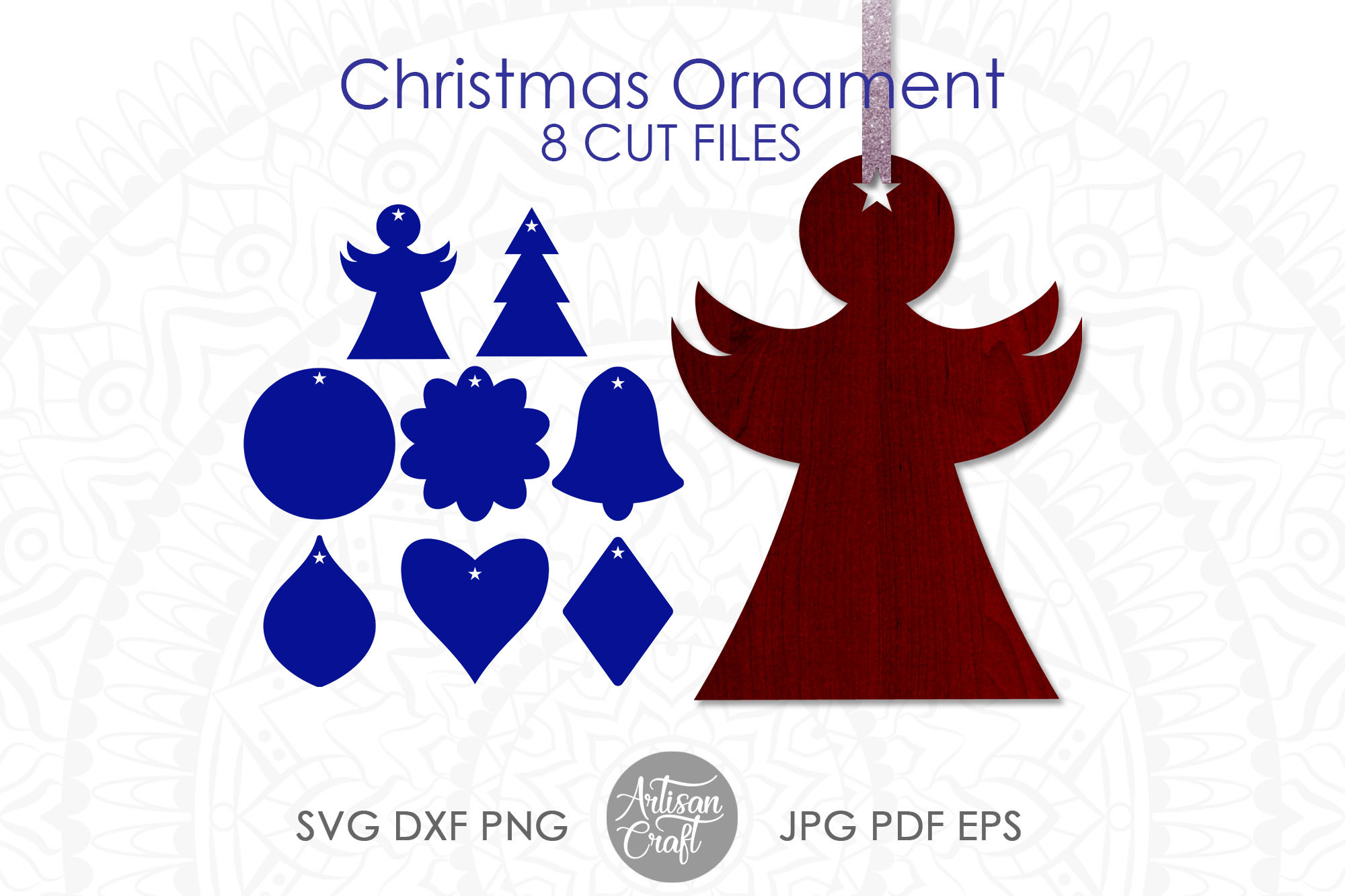 Christmas Ornament SVG Laser Cutting preview, holiday ornament designs for laser cutting
