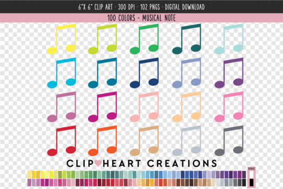 Musical Note Clip Art - 100 Colors
