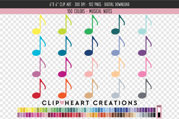 Musical Notes Clip Art - 100 Colors