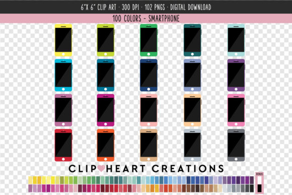Smartphone Clip Art - 100 Colors