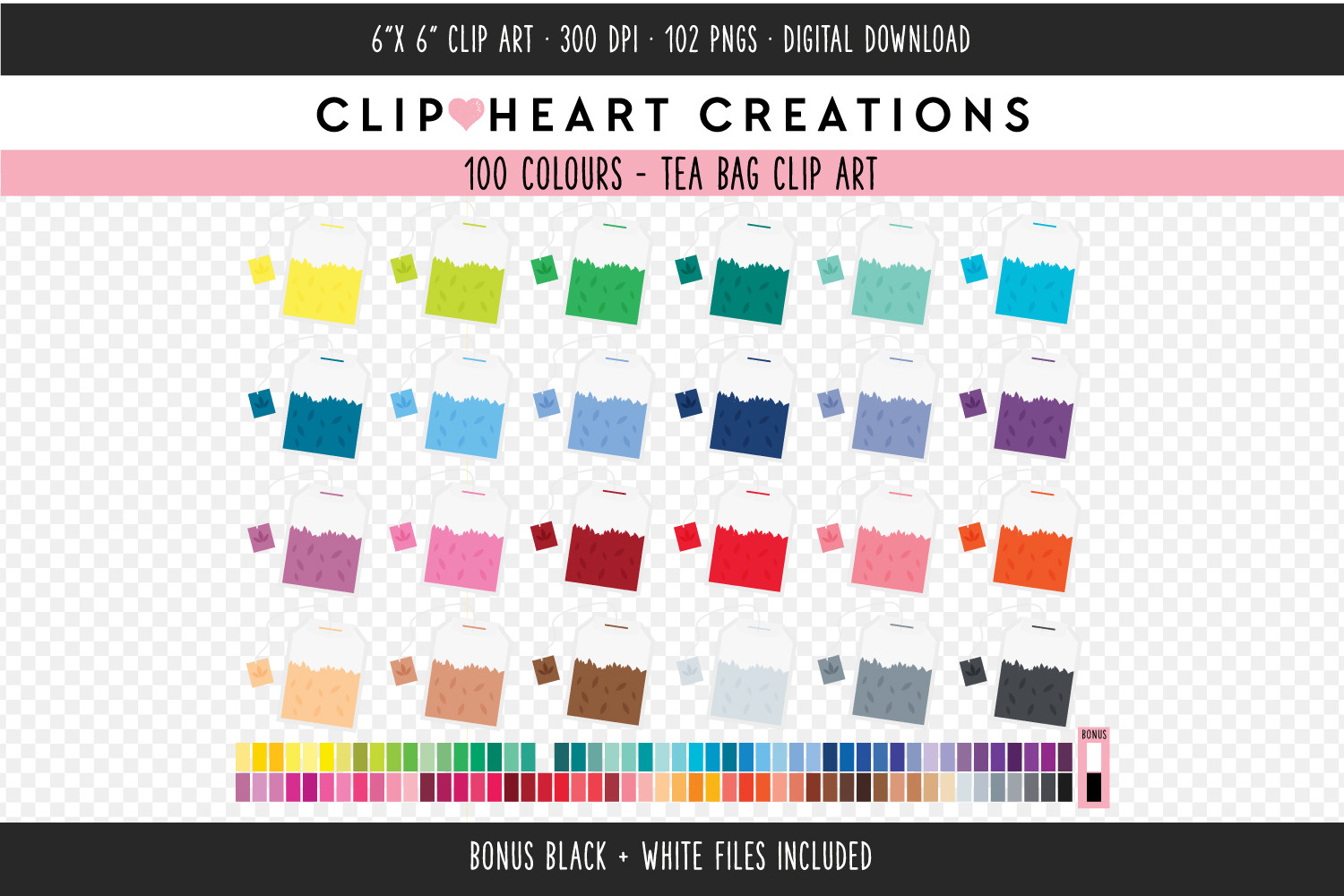 Teabag Clip Art - 100 Colors Graphic by clipheartcreations · Creative ...