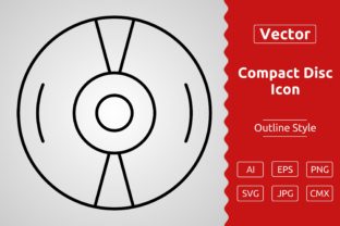 Vector Compact Disc Outline Icon Design Graphic by Muhammad Atiq ...