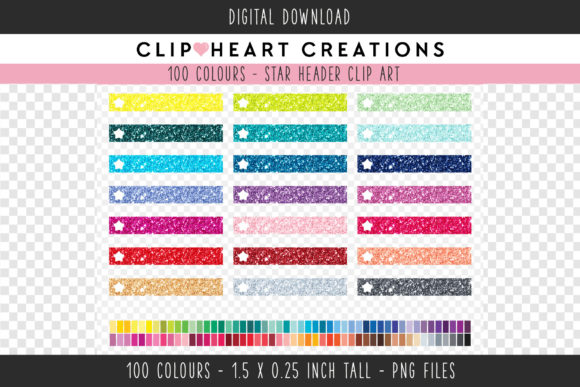 Glittery Star Headers Clip Art