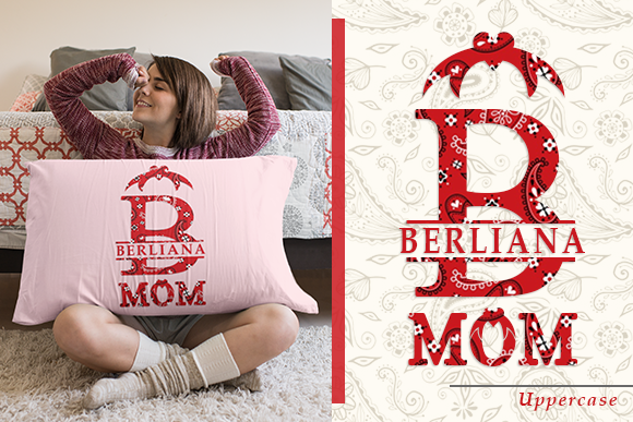 Bandana Mom Monogram Font PNG with transparent background - Preview 1