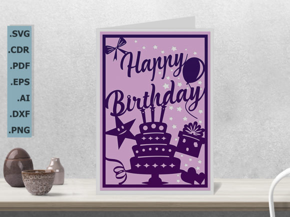 Happy Birthday Card SVG & 3 Envelopes — SVG cut file
