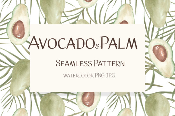 Avocado Watercolor Seamless Pattern Graphic Illustrations By GingerNatyArt