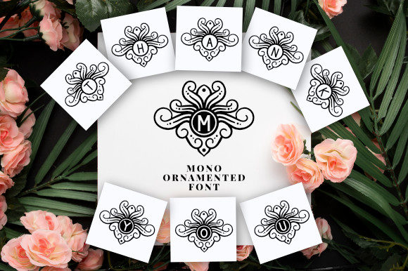 Mono Ornamented Font PNG with transparent background - Preview 5