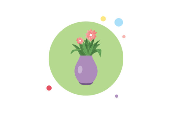 Spring Flowers Vase 1 Circle Bubble Icon