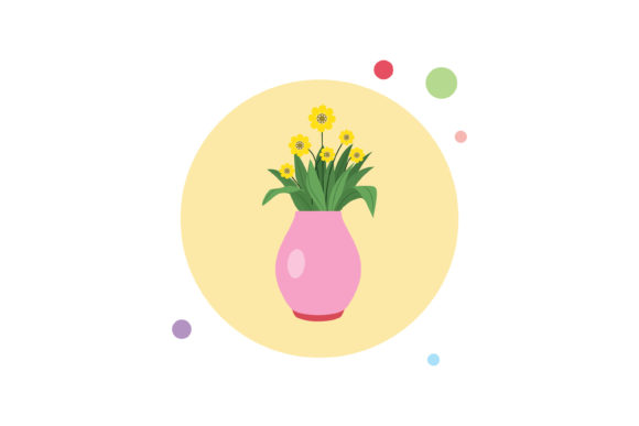 Spring Flowers Vase 2 Circle Bubble Icon