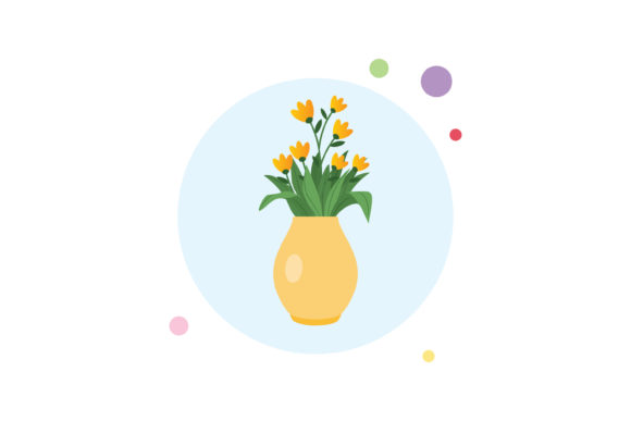Spring Flowers Vase 3 Circle Bubble Icon