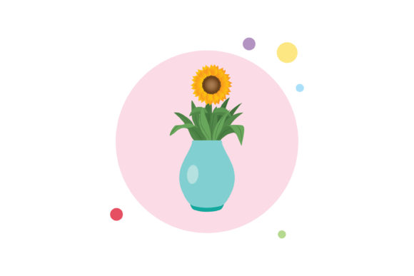 Spring Flowers Vase 4 Circle Bubble Icon