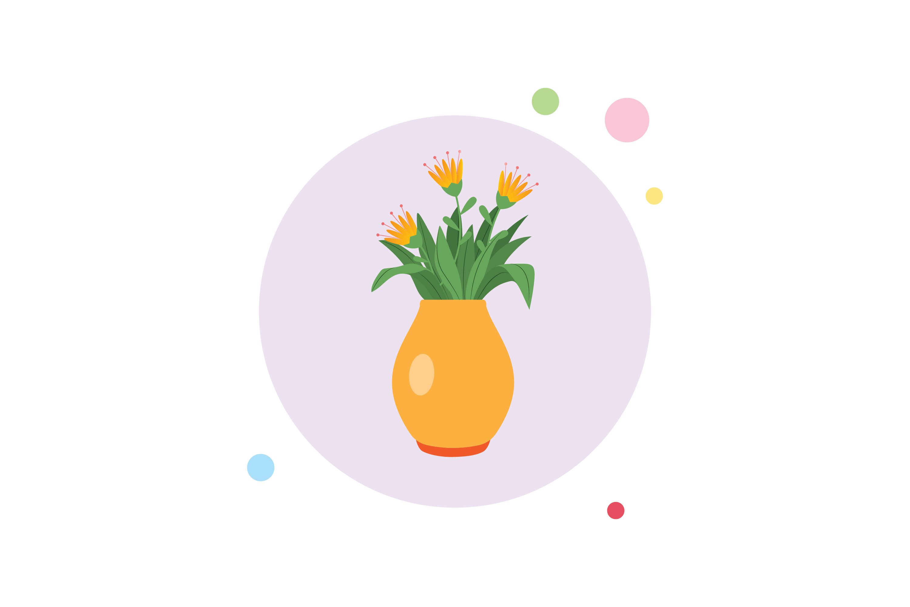 Spring Flowers Vase 5 Circle Bubble Icon